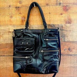Brighton Kaelan Black Patent Leather Tote/Crossbody Bag